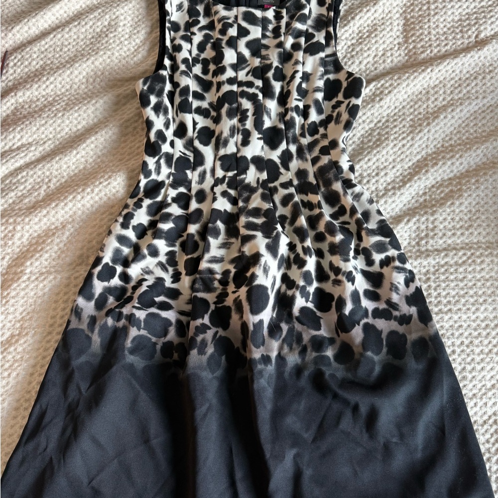Vince Camuto Black and White Leopard Print Dress